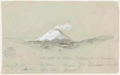 Rysunek, widok na Cotapaxi z hacjendy San Antonio, Ekwador, 30 sierpnia 1853 r. autorstwa Frederic Edwin Church