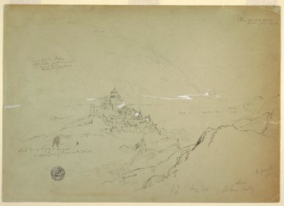 Rysunek, widok na Sien w dolinie Rodanu, sierpień 1868 r. autorstwa Frederic Edwin Church