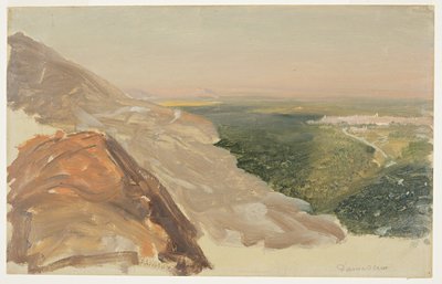 Rysunek, Widok równiny z Damaszkiem, Syria, z gór, maj 1868 r. autorstwa Frederic Edwin Church