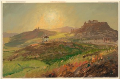 Rysunek, widok na Akropol, Ateny, kwiecień 1869 r. autorstwa Frederic Edwin Church