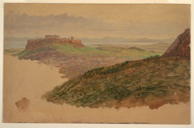 Rysunek, widok na Akropol z góry Lycabettus, Ateny, kwiecień 1869 r. autorstwa Frederic Edwin Church