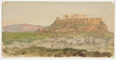 Rysunek, widok Akropolu od strony południowej, Ateny, kwiecień 1869 r. autorstwa Frederic Edwin Church