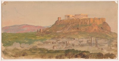 Rysunek, widok Akropolu od strony południowej, Ateny, kwiecień 1869 r. autorstwa Frederic Edwin Church