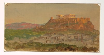 Rysunek, widok Akropolu od strony południowej, Ateny, kwiecień 1869 r. autorstwa Frederic Edwin Church