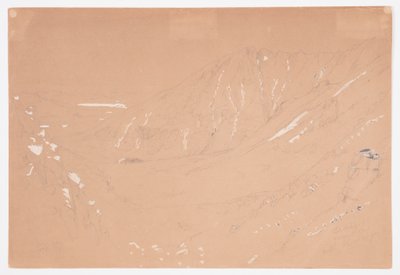 Rysunek, widok w kierunku Wielkiej Kotliny, góra Katahdin, wrzesień 1877 r. autorstwa Frederic Edwin Church
