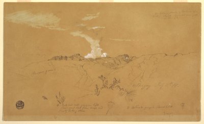 Rysunek, wulkan, Sangay, 11 lipca 1857 r. autorstwa Frederic Edwin Church