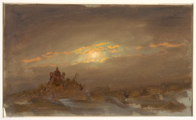 Rysunek, Pejzaż zimowy w świetle księżyca, ok. 1870 r. autorstwa Frederic Edwin Church