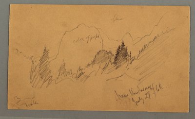 Rysunek, zalesione szczyty, 27 lipca 1868 r. autorstwa Frederic Edwin Church