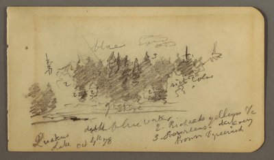 Rysunek, zalesiony brzeg, 1878 r. autorstwa Frederic Edwin Church