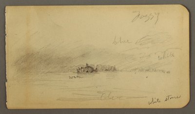 Rysunek, zalesiony brzeg we mgle, prawdopodobnie 1878 r. autorstwa Frederic Edwin Church