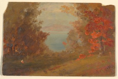 Rysunek, Scena leśna jesienią (Hudson, Nowy Jork lub Maine), 1860-70 autorstwa Frederic Edwin Church