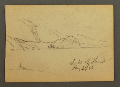 Rysunek, jezioro Thun, Oberland Berneński, 20 sierpnia 1868 r. autorstwa Frederic Edwin Church