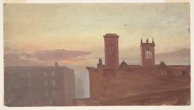 Dachy w Dawn, 10th Street, Nowy Jork, NY autorstwa Frederic Edwin Church