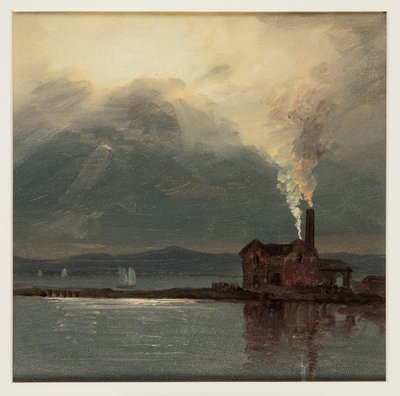 Rzeka Hudson z Factory by Moonlight autorstwa Frederic Edwin Church