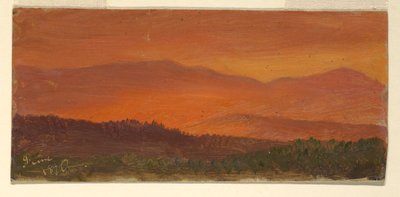 Dolina Hudson i odległe góry o zachodzie słońca autorstwa Frederic Edwin Church