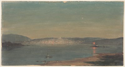 Nocny widok na port morski autorstwa Frederic Edwin Church