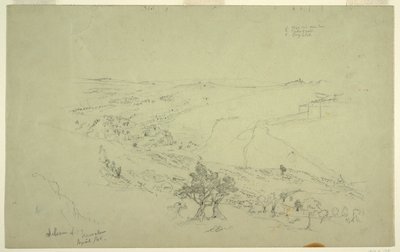Siloam i Jerozolima, południowo-wschodni róg murów widziany z Góry Oliwnej [Jerozolima i Silwan, Wschodnia Jerozolima, Izrael] autorstwa Frederic Edwin Church