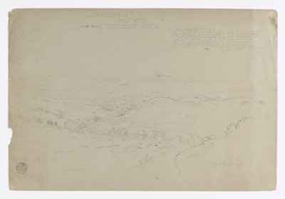 Studium.  Krajobraz z górą Puresé.  Szkic.  Krajobraz. autorstwa Frederic Edwin Church