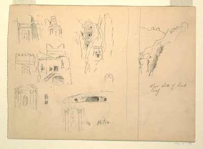 Dziesięć badań grobowców i widok skał, Petra, Jordania autorstwa Frederic Edwin Church