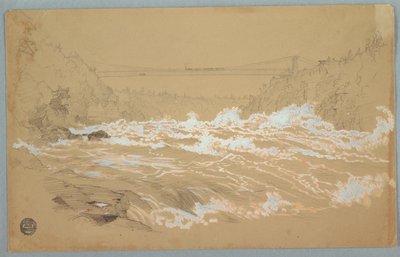Wąwóz, Niagara, patrząc w stronę wiszącego mostu autorstwa Frederic Edwin Church