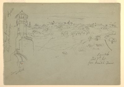 Widok wieży w Lydda, Palestyna [Ramleh, Izrael] autorstwa Frederic Edwin Church