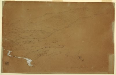 Dolina ze strumieniem i domami, niedaleko Guaranda, Ekwador autorstwa Frederic Edwin Church