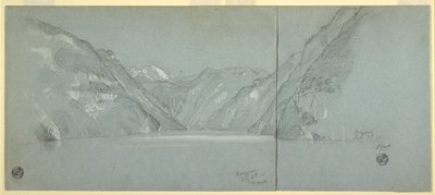 Widok na jezioro Königssee z Falkenstein, niedaleko Berchtesgaden, Bawaria, Niemcy, część 2 autorstwa Frederic Edwin Church