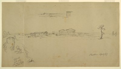 Widoki na bazylikę i świątynię Neptuna, Paestum, Włochy autorstwa Frederic Edwin Church