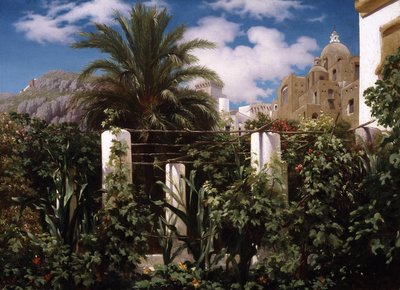 Ogród karczmy, Capri, ok. 1859 (olej na płótnie) autorstwa Frederic Leighton