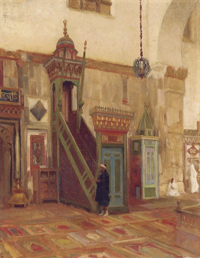 Wnętrze meczetu Mimbar Wielkiego Meczetu w Damaszku autorstwa Frederic Leighton