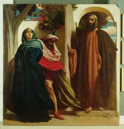 Jezebel i Achab spotkani przez Eliasza, ok. 1862-3 autorstwa Frederic Leighton