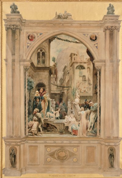 Przygotowanie do Festy, Florencja, 1851 autorstwa Frederic Leighton