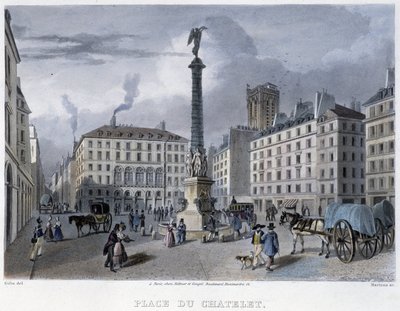 Place du Chatelet - w „”Paryżu w 1832” autorstwa Martens autorstwa Frederic Martens