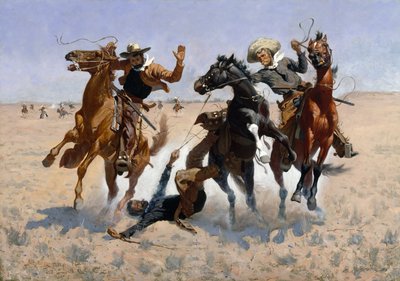 Wspomagając towarzysza, ok. 1890 (olej na płótnie) autorstwa Frederic Remington