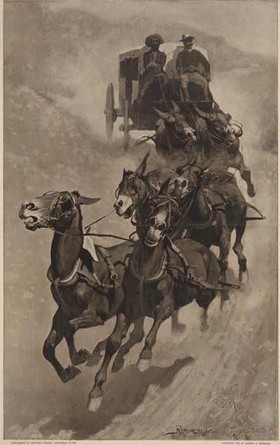 Ambulans poczty wojskowej, z Harpers Weekly, pub.1890 autorstwa Frederic Remington