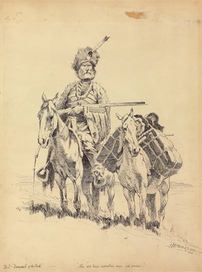 Dawny człowiek z gór z kucykami, 1888 r. autorstwa Frederic Remington