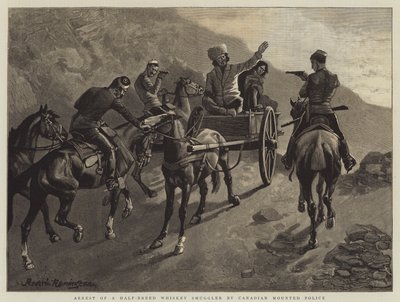 Aresztowanie półkrwi przemytnika whiskey przez Kanadyjską Policję Konną autorstwa Frederic Remington