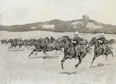 Bateria K w Drill w Berkshire Hills, Massachusetts autorstwa Frederic Remington
