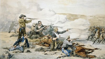 Bitwa o wyspę Beechera autorstwa Frederic Remington
