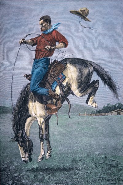 Bronco-Buster (kolorowy grawerunek) autorstwa Frederic Remington