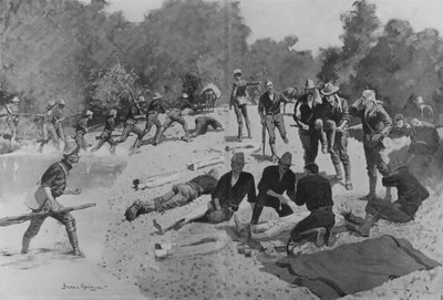Szpital polowy w „Krwawym bród” w San Juan Creek, 1898 autorstwa Frederic Remington