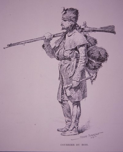 Francusko-kanadyjski traper futrzany Coureur du Bois autorstwa Frederic Remington
