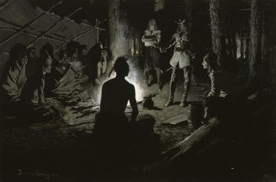 Rada francuskich odkrywców z Indianami autorstwa Frederic Remington