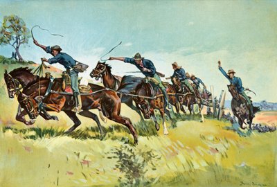 Bateria Grimesa wspina się na wzgórze El Pozo autorstwa Frederic Remington
