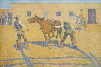 Jego pierwsza lekcja, z Colliers Weekly, wyd. 1903 autorstwa Frederic Remington
