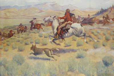 Polowanie na prerii, z Colliers Weekly, wyd. 1904 autorstwa Frederic Remington