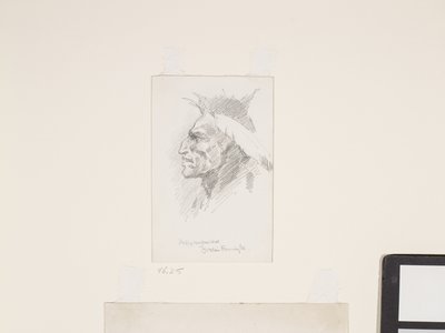 Głowa Indianina, data nieznana (ołówek na białym papierze) autorstwa Frederic Remington