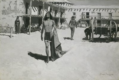Za nietoperzem poszło tylko wesołe spojrzenie, ok. 1900 (olej na płótnie) autorstwa Frederic Remington