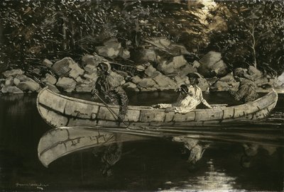 Wiosłowanie rannego brytyjskiego oficera, 1897 autorstwa Frederic Remington