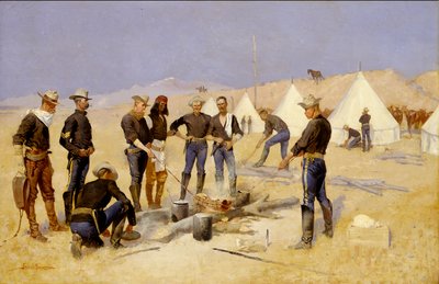 Pieczenie świątecznej wołowiny w obozie kawalerii autorstwa Frederic Remington